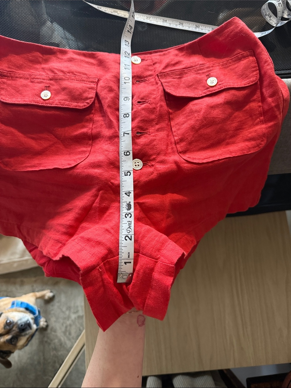 DOEN DARLING Scarlet High-Rise Button-Front Linen Shorts - Picture 7 of 8